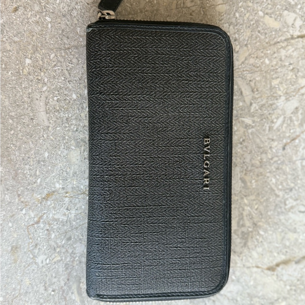 BVLGARI Black Zip-Around Continental Wallet